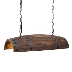 Rustic Antique Wood Wine Barrel Pendant Light