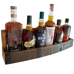Rustic Wall-Mounted Wine and Whiskey Barrel Shelf