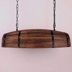 Rustic Antique Wood Wine Barrel Pendant Light