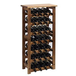 Wooden Wine Rack - Holds 28 Bottles, 7 Tiers