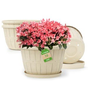 Wine Barrel Flower Pots - 4 Pack Indoor/Outdoor