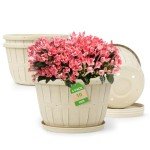 Wine Barrel Flower Pots - 4 Pack Indoor/Outdoor