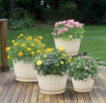 Wine Barrel Flower Pots - 4 Pack Indoor/Outdoor