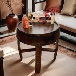 Rustic Oak Barrel End Table for Wine Decor