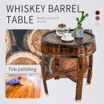 Rustic Oak Barrel End Table for Wine Decor
