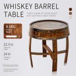 Rustic Oak Barrel End Table for Wine Decor