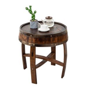 Rustic Wine Barrel End Table for Home Decor