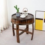 Rustic Wine Barrel End Table for Home Decor