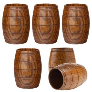 Viking-Style Wooden Barrel Beer Mug Set