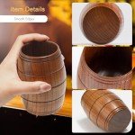 Viking-Style Wooden Barrel Beer Mug Set