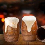 Viking-Style Wooden Barrel Beer Mug Set
