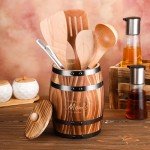 Vintage Wine Barrel Utensil Holder for Mom