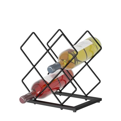 Modern Black Wine Rack for Countertop Storage