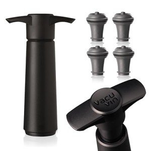 Wine Saver with 4 Vacuum Stoppers – Black
