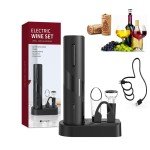 Electric Wine Opener Set with Accessories (Black)