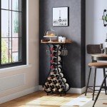 Freestanding Wine Rack with Glass Holder and Tabletop
