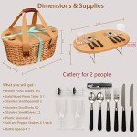 Wicker Picnic Basket Set for Wine Lovers