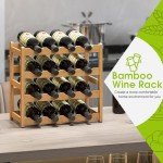 Natural Bamboo 16-Bottle Wine Rack & Shelf