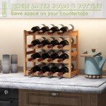 Natural Bamboo 16-Bottle Wine Rack & Shelf