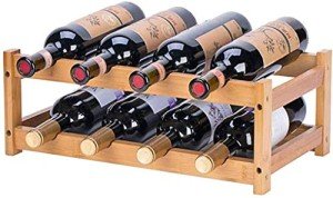 8-Bottle Bamboo Wine Rack - 2-Tier Display