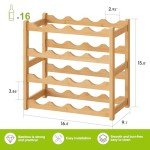 Natural Bamboo 16-Bottle Wine Rack & Shelf