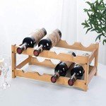 8-Bottle Bamboo Wine Rack - 2-Tier Display