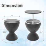 Height-Adjustable Rattan Style Wine Cooler Table