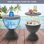 Height-Adjustable Rattan Style Wine Cooler Table