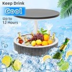 Height-Adjustable Rattan Style Wine Cooler Table