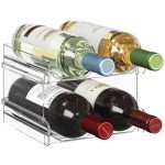 Stackable Plastic Wine Bottle Organizer for 4 Bottles