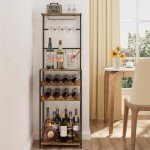 Freestanding 5-Tier Wine Rack with Glass Holder