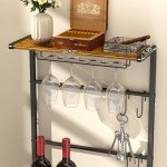 Freestanding 5-Tier Wine Rack with Glass Holder