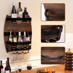 Vintage Wall Mounted Whiskey Barrel Wine Rack