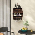 Vintage Wall Mounted Whiskey Barrel Wine Rack