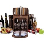 Wine Picnic Backpack Cooler for 4 with Accessories