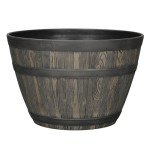 Wine Barrel Planter - Durable Faux Wood Pot