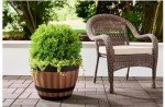 Wine Barrel Planter - Durable Faux Wood Pot