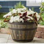 Wine Barrel Planter - Durable Faux Wood Pot