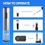 5-in-1 Electric Wine Opener Set - Silver