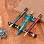 Wine Red Acrylic Fountain Pen with Gold Trim