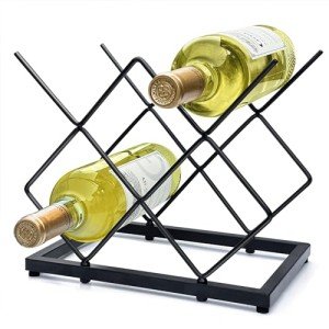 Modern Black Metal Wine Rack for 5 Bottles