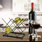 Modern Black Metal Wine Rack for 5 Bottles