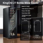 KingChii 27-Bottle Stainless Steel Wine Cooler