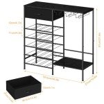 Freestanding Wine Rack with Glass Holder - Black