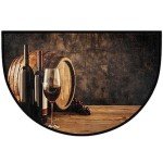 Red Wine Glass Half Round Doormat for Home