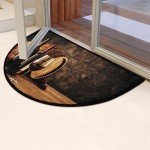 Red Wine Glass Half Round Doormat for Home