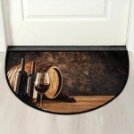 Red Wine Glass Half Round Doormat for Home