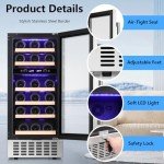 15-Inch Dual Zone Wine Cooler Mini Fridge