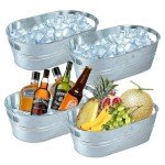4 Gallon Galvanized Ice Bucket Set for Parties