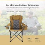 Portable Camping Chair with Wine Glass & Cooler